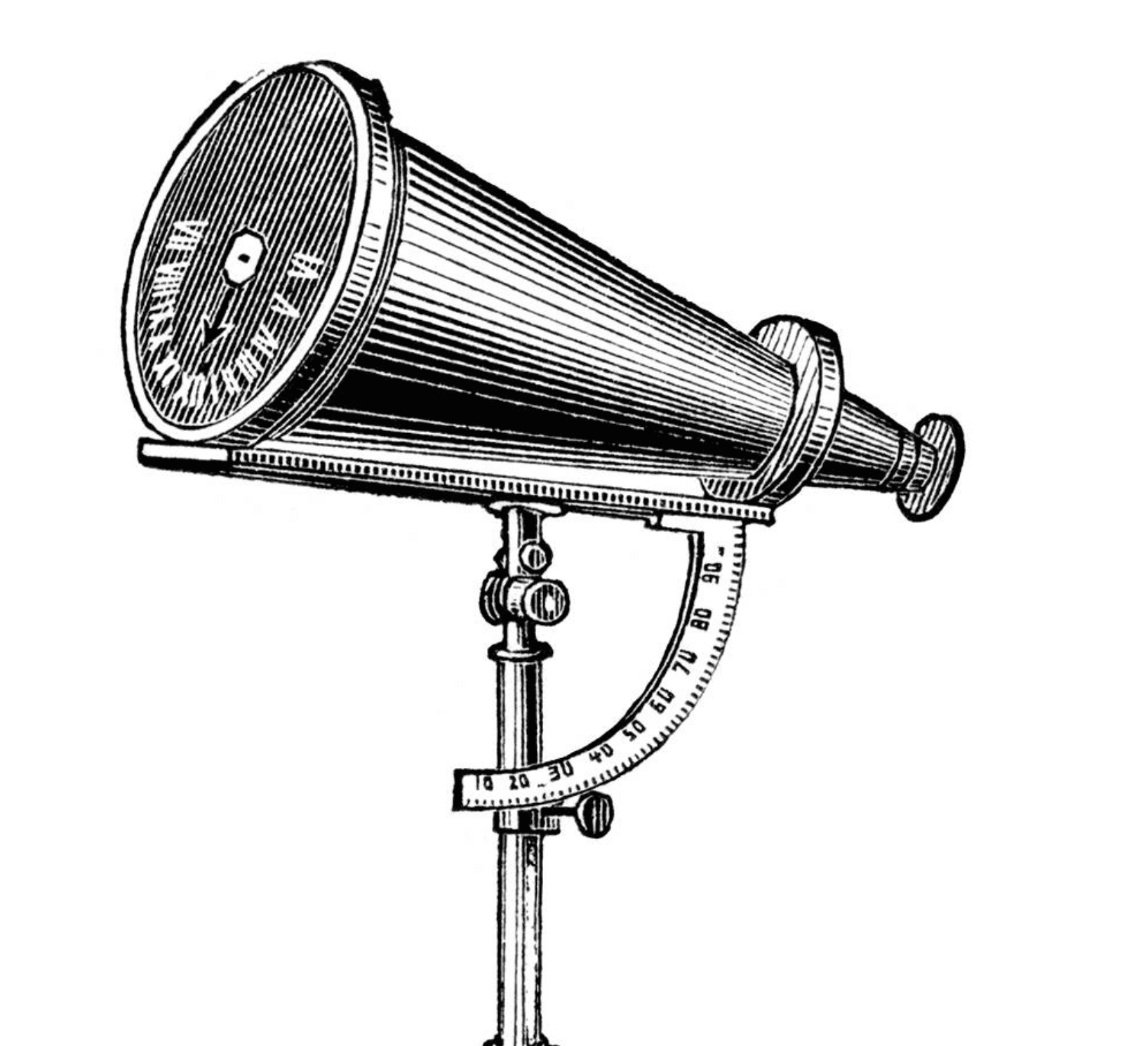 Woodcut of a telescope on a stand
